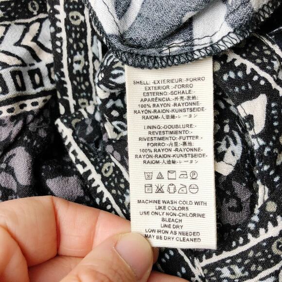 Free People 2 Womens Black Combo Tegan Border Print Boho Dress - Picture 7 of 7